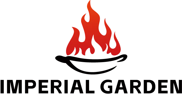 Logo featuring a wok with stylized red flames above bold black "IMPERIAL GARDEN" text at Imperial Garden, a Chinese Restaurant in Philadelphia
