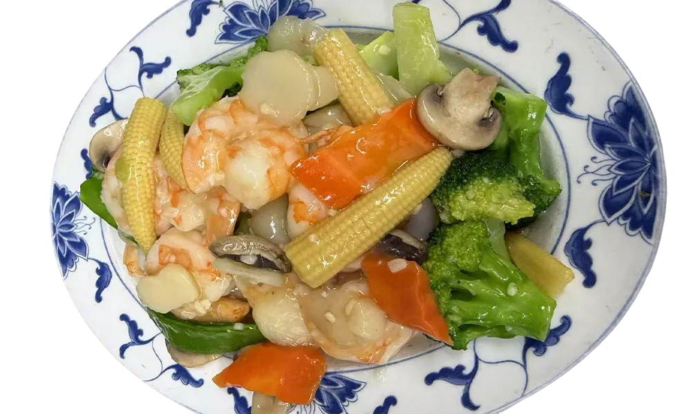 Stir-fried shrimp with napa cabbage in a light savory sauce at Imperial Garden, a Chinese Restaurant in Philadelphia